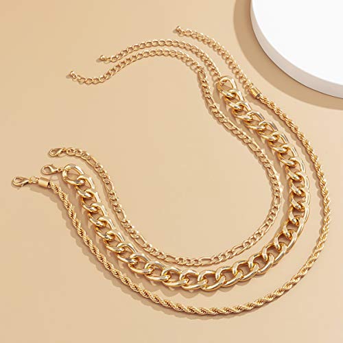 Aimimier 3Pcs Punk Cuban Link Chain Choker Necklace Twist Rope Necklace Chunky Figaro Chain Prom Party Festival Accessory for Women4