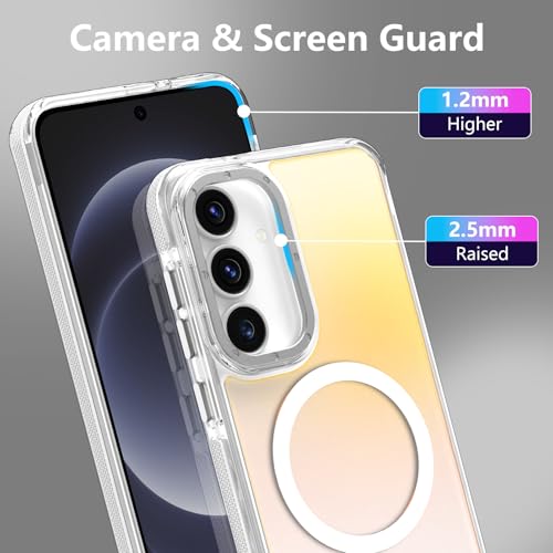 Image of Magnetic Case for Samsung Galaxy S25 FE 5G [Compatible with Magsafe] [Cute Fashion Fluorescent Design] [1 Screen Protector] Slim Translucent Matte Case for Galaxy S25 FE 5G 6.7 inch, White