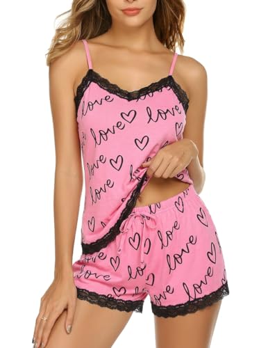 Image of Avidlove Women Cami Pajama Set Modal Sleepwear Lace Trim Short PJ Set with Shorts