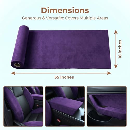 Image of Suede Fabric Wrap - Self Adhesive Film Sticker 16 x 55 Inches Silky Decal Sheet for Car Interior Furniture Upholstery DIY Elastic Stretch Peel and Stick Eggplant