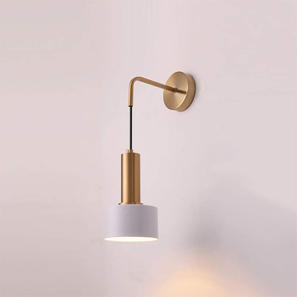 KROLE Nordic Style Wall Light E27 Metal Wall Mounted Pendant Light Adjustable Modern Simple Indoor Wall Lamp for Bedroom Bedside Lamps,White+Warm White-5W