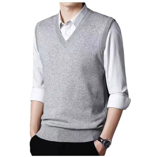 Men Warm Sweater Vest Business V-Neck Slim Bottoming Knitted Sleeveless Tops