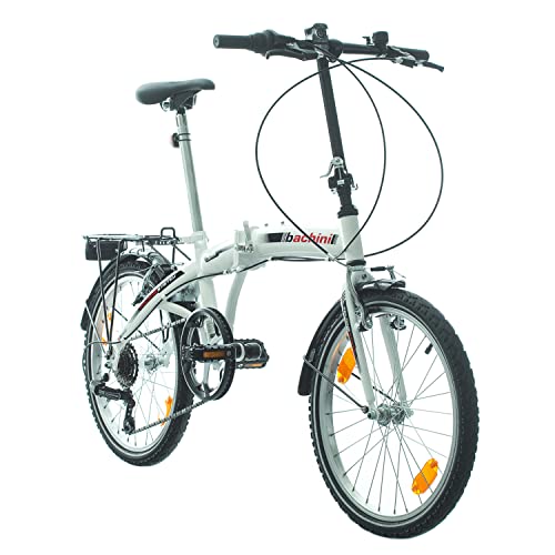 Multibrand PROBIKE Folding 20 Zoll Klapprad, Faltrad, Shimano 6 Gang, Herren-Fahrrad & Jungen-Fahrrad, Schutzbleche, geeignet ab 155 cm - 185 cm (Weiß-roter Glanz)