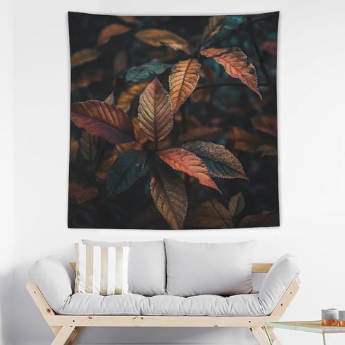 Tapisserie murale feuilles sèches pour masquer un mur blanc vide