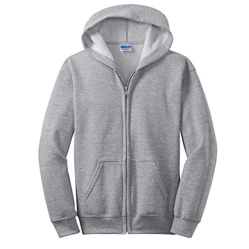 INK STITCH Youth Boys and Girls Heavy Blend Cotton Hoodie Zip Up - Grey XL2