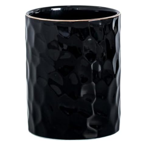 Large Ceramic Kitchen Utensil Holder with Gold Line Cover