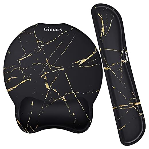 Gimars Upgrade Enlarge Superfine Fibre Soft Smooth Gel Ergonômico Mouse Pad Suporte de Pulso e Teclado Apoio de Pulso para Computador, Laptop, Mac, Jogos e Escritório, Durável, Confortável e Alívio da