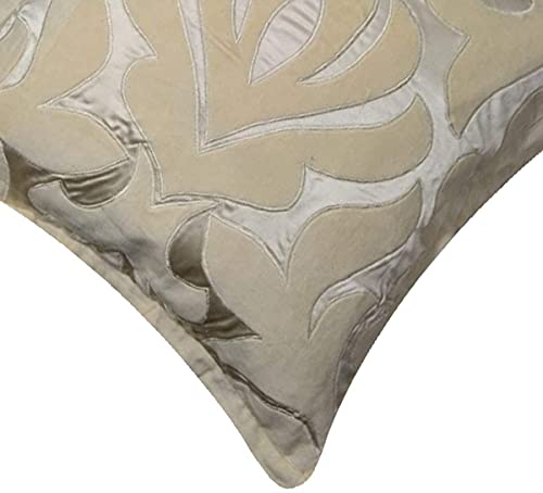 Image of SAJAVAT HOME CV120 Embroidery Cushion Cover (Pack of 1) 18x18 INCHES /45x45 cm Multicolour (Ivory, Velvet)