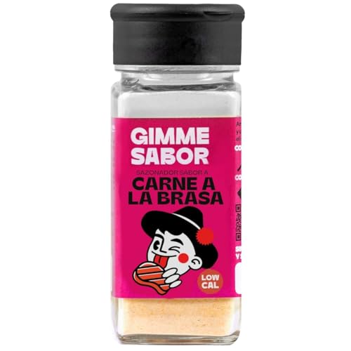 Especias con sabor I Sazonador vegano I Sin alérgenos, sin gluten y sin aditivos I Vegano al 100% I Especias Veganas I Mix de Especias I GIMME SABOR (55g, CARNE A LA BRASA Edición Limitada)
