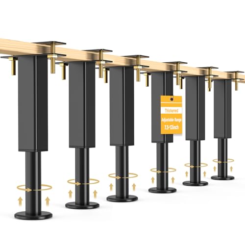 6PCS Adjustable Height Bed Support Legs, 7.3-12 In, Metal