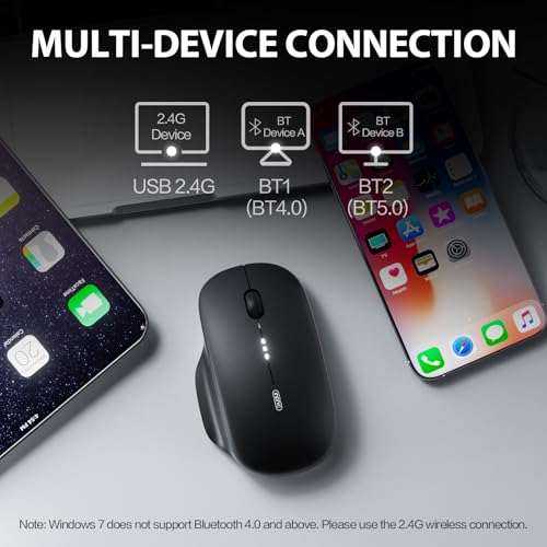 Image of INPHIC M1 II Wireless Mouse Bluetooth, 80g Tri-Mode (Bluetooth 5.0 /4.0+USB) Computer Mouse, Visible Battery Leval, Type-C Charging, for Windows /PC /Mac /Tablet /Laptop - Black