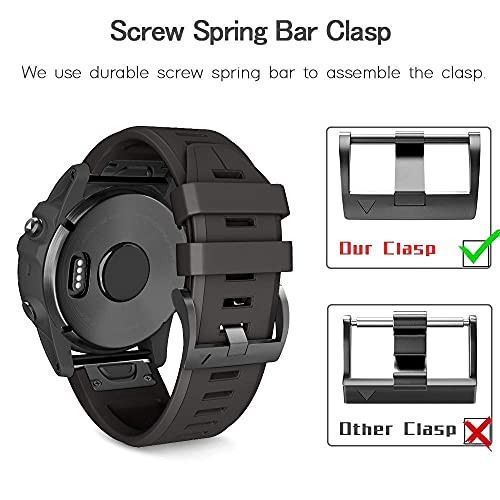 Image of NotoCity Compatible Fenix 5X Plus Bands Fenix 7X Sport Silicone Replacement Watch Strap for Garmin Fenix 8 51mm /Fenix 5X /5X Plus /Fenix 6X /6X Pro /Fenix 3 /HR /Descent MK1 /D2 Delta PX /D2 Charlie(Black)