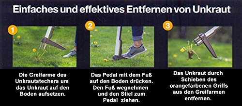 Foto von Fiskars Unkrautstecher, Länge: 1 m, Rostfreie Stahl-Arme/Kunststoff-Griff, Schwarz/Orange, Xact, 1020126
