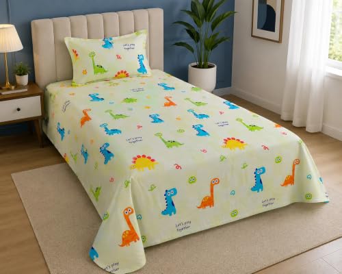 Image of COZY FURNISH Single Bedsheet Set for Single Bed, 60 x 90 Inches with 1 Pillow Cover, Soft Microfiber Cotton Fabric