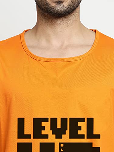 Image of BLACKSMITH Level Up Printed Sando for Men Track and Training Wear Tank Top for Men, Skin Friendly Gym Vest for Men - 100% Lab Tested Cotton Bio Washed for Ultra Softness (Orange,4XL)