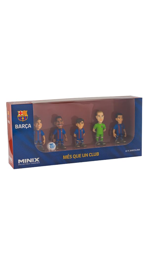 MINIX Bandai Pack de 5 Muñecos del F.C. - Barcelona | Figuritas de los Jugadores: Marcos Alonso, Araújo, GAVI, TER Stegen y Ferran Torres | Ideal para Tartas o Fanáticos del Barcelona | de 7 cm