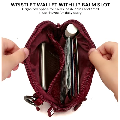 Image of Wristlet Wallet for Women with Clear ID Window, Zip Coin Purse and Keychain | 3 Card Slots, Exterior Zip Pocket, Inner Mesh Pouch, Lipstick Holder, Detachable Wrist Strap, Lightweight Nylon