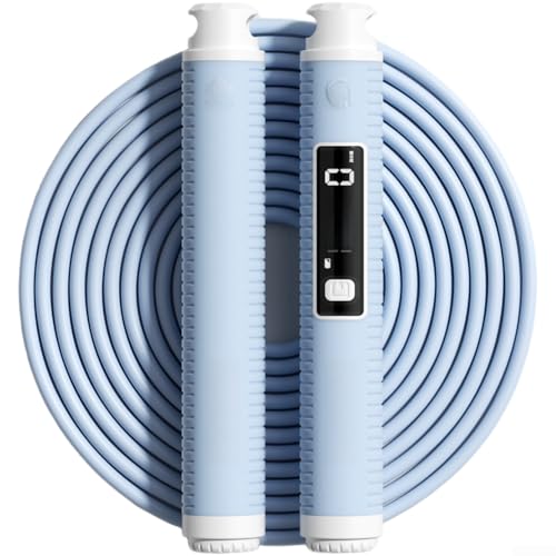 Allthingstore Cuerda de saltar digital ajustable de 3 metros de longitud con pantalla LCD para fitness y entrenamientos cardiovasculares (azul)