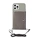 Produktbild Shinyzone Hülle kompatibel mit iPhone 12 Pro Max mit Band und Kartenhalter,Verstellbar PU Leder Handykette Schultergurt/Halsketten,Silikon Handyhülle mit Kordel zum Umhängen für Frauen,Grau