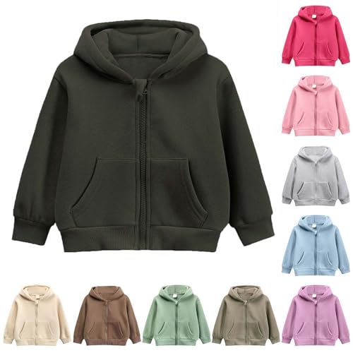 Girls Zip Up Hoodie Cute Y2K Sweatshirts Plain Color Long Sleeve Lightweight Jacket 2025 Fall Clothes with Pockets