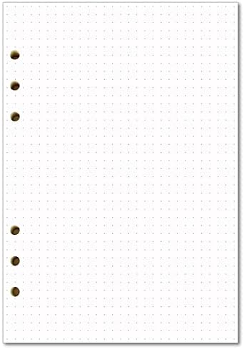 A5 Dot Grid Refill Paper for Filofax Notebook, 6 Holes Punched, Pack of 100 Sheets