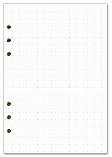 A5 Dot Grid Refill Paper for Filofax Notebook, 6 Holes Punched, Pack of 100 Sheets