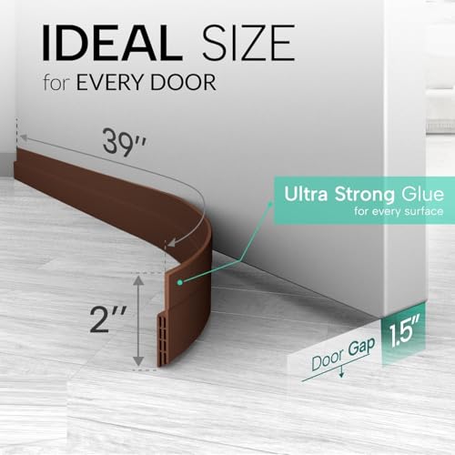 Image of Kmils Door Bottom Seal Strip for Gaps, Waterproof, Dust & Insect Blocker for Door, Self Adhesive Guard for Wooden, Metal & Glass Doors (Brown)