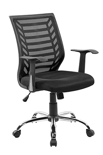 Dmora Harbour, Silla operativa de Red con reposabrazos, Asiento ergonómico de Oficina, 59 x 60 x 93/103 cm, Color Negro