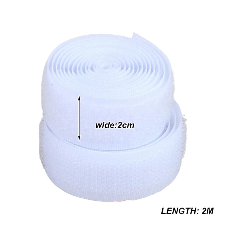 2 Meters Hook and Loop Strip Tape White 2CM Wide Fastening Tapes for Sewing, whtie, 2cm*2m - Image 2