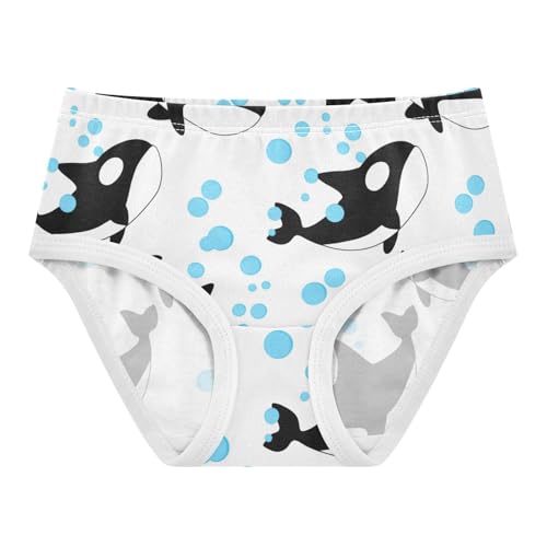 Cotton Toddler Underwear Floral Cute Cartoon Orca Whales White Panties for Girl Florals Briefs Undies Kids 2t