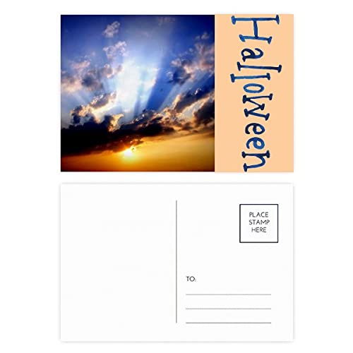 Cartes postales Halloween art déco bleu et orange pour décorer votre table de fête