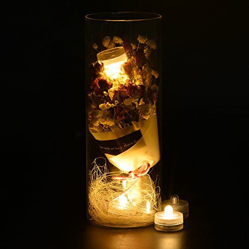 Image of Halloween Lights Submersible LED Lights cr2032 Battery Powered Underwater Waterproof LED Tea Light for Events Wedding Centerpieces Vase Floral Xmas Home Decor Lighting(Pack of 12) (Warm White)