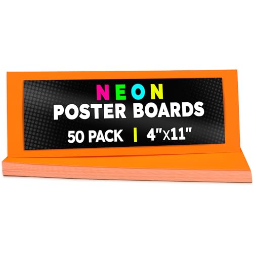 Image of Hygloss Medium Poster Board 4x11 - 50 Neon Orange Single Color Bulk Pack - 10 Pt. Thickness Colored Poster Board Paper for Projects, Signs, Displays - Posterboard Multipack 4 inch x 11 inch