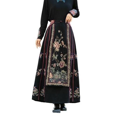 Jupe d'automne en coton et lin jacquard broderie noble