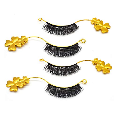 ISKYBOB 5 Pairs Eyelashes Extensions Display Holder Metal Clover Shape Magnetic Try On Stick Grafting Tool