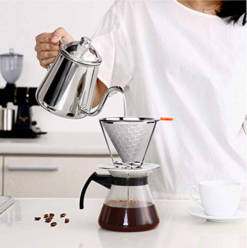 Filtre à café réutilisable en cône inox idéal pour le camping - 4