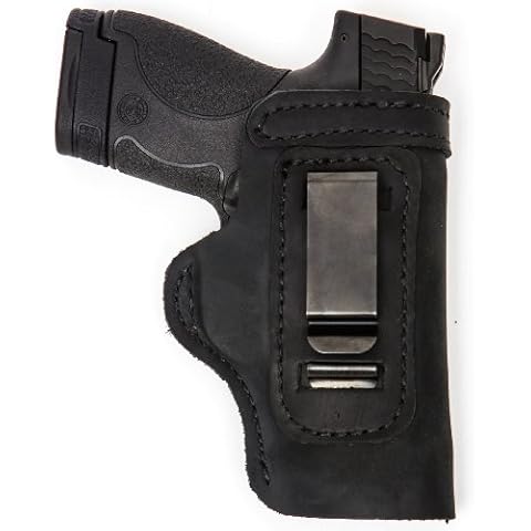 Fits Smith and Wesson M&P Shield 9mm 40 S&W 2.0 Lightweight CCW IWB Leather Gun Holster New Black (Right) Cover