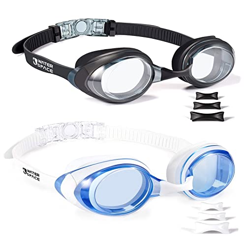 Water Space Swimming Goggles Adult, 2 Packs Swimming Goggles for Men and Women Anti Fog UV Protection No Leaking with Protective Boxes