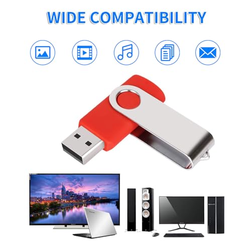 AreTop USB Sticks, 4GB 50 Stück, USB 2.0 Memory Stick, USB Stick Key Ring, Flash Drive 50 Pieces Mehrfarbig Dreh Memory Stick USB Set
