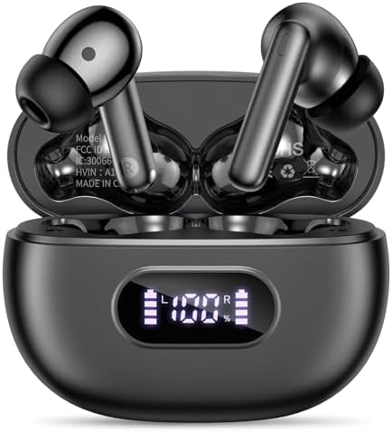 Écouteurs Sans Fil Bluetooth 5.3, Son Immersif HiFi Avec 4 Microphones HD, 36 Heures De Lecture Etanche Ip7 Ecouteurs A Controle Facile Avec Etui De Chargement Leger Usb C Pour Entrainement Android