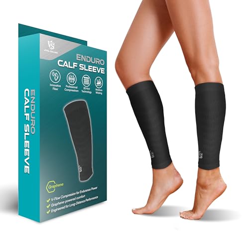 Vital Salveo Graphene Endurance Calf Sleeve - V-Flow - Ideal for Marathon & Long Distance Running (1 Pair) / M