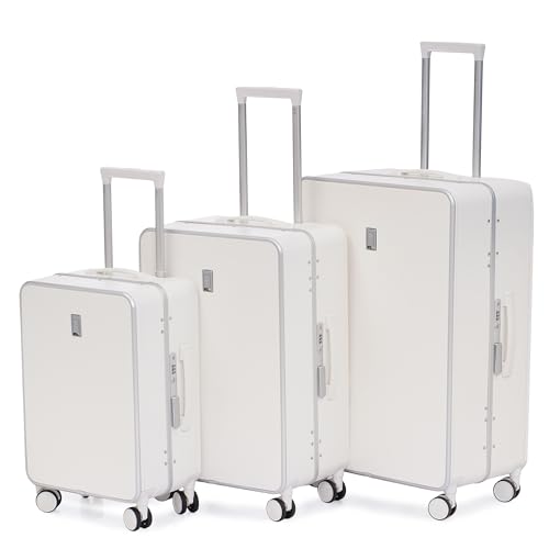 Image of SWISS MILITARY Black Gold Collection Hard PC Trolley Luggage Set of 3 (55cm Small, 65cm Medium & 75cm Large) Suitcase with TSA Lock, 360 Wheels-Ideal for International Travel (44L,70L,105L) White