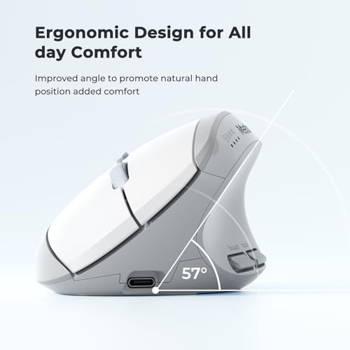 Image of MEETION Ergonomic Vertical Mouse, Wireless Bluetooth Mouse - White