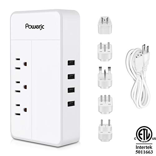 Travel Converter Adapter Universal Power Voltage 1875W Step Down 220V to 110V with 4 Smart USB Charging Ports Inner Cooling Design Without Any Noise,Powerjc