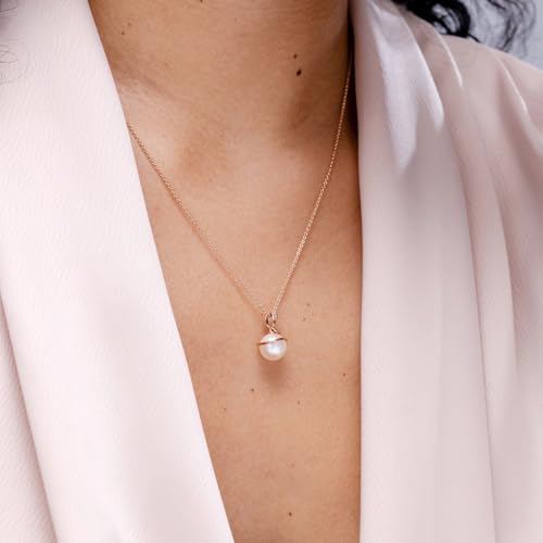 Angara Freshwater Pearl Pendant for Women | Round Freshwater Cultured Pearl Diamond Drop Pendant Necklace in 14K Solid Gold/Platinum | June Birthday, Anniversary, Gemstone Jewellery Gift3