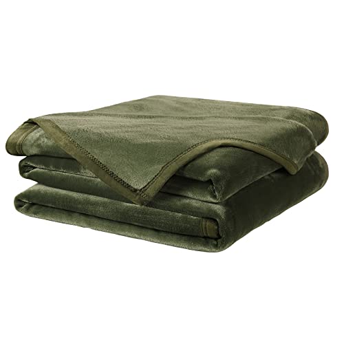 Image of EASELAND Soft King Size Blanket All Season Warm Microplush Lightweight Thermal Fleece Blankets for Couch Bed Sofa,90x108 Inches,Olive Green