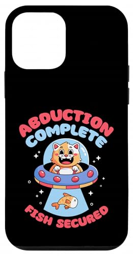 誘拐 完全魚 固定 かわいい 猫 UFO スマホケース iPhone 12 mini 用