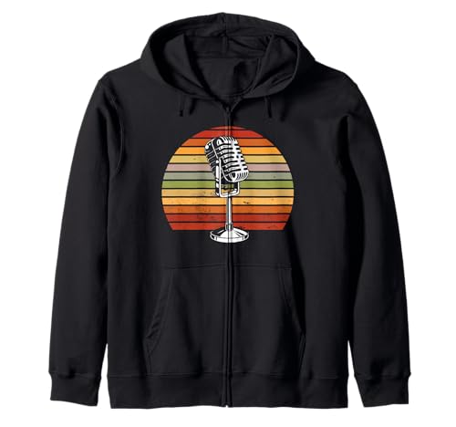 Singer Musician Retro Microphone Zip Hoodie