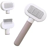 ZOFÉ ペット用ブラシ 猫犬兼用 抜け毛・毛玉ケア 長毛・短毛OK 2in1ダブルヘッド ワンプッシュ除毛 ステンレス刃&丸頭ピン 痛くない設計 グルーミング・トリミングに最適 保護カバー付き