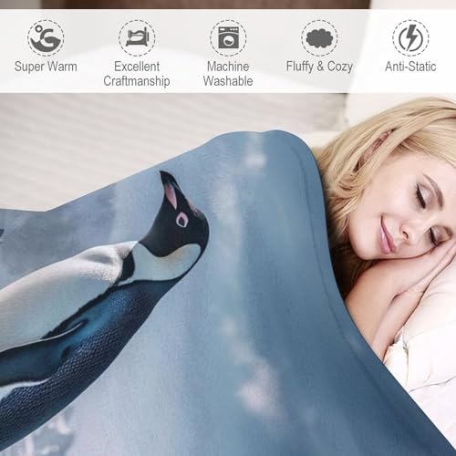 Couverture en peluche chaude et confortable pingouin plaid lavable - 4
